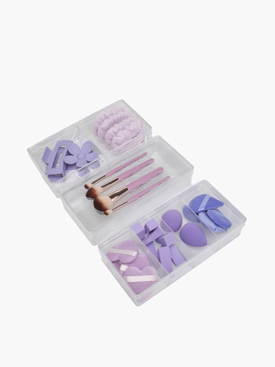 Assorted Makeup Accessory Set with Tiered Organiser