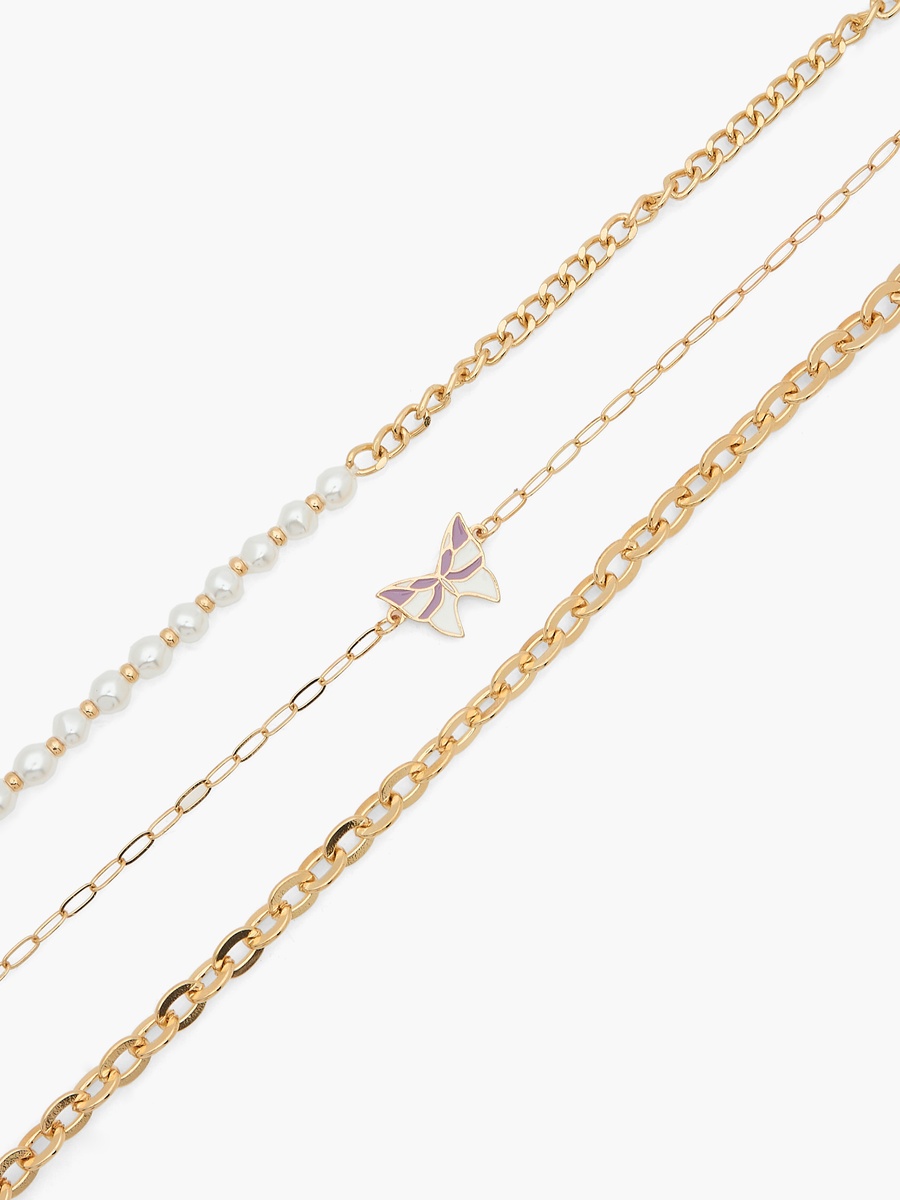 Pack of 3 Gold Tone Embellished Anklet