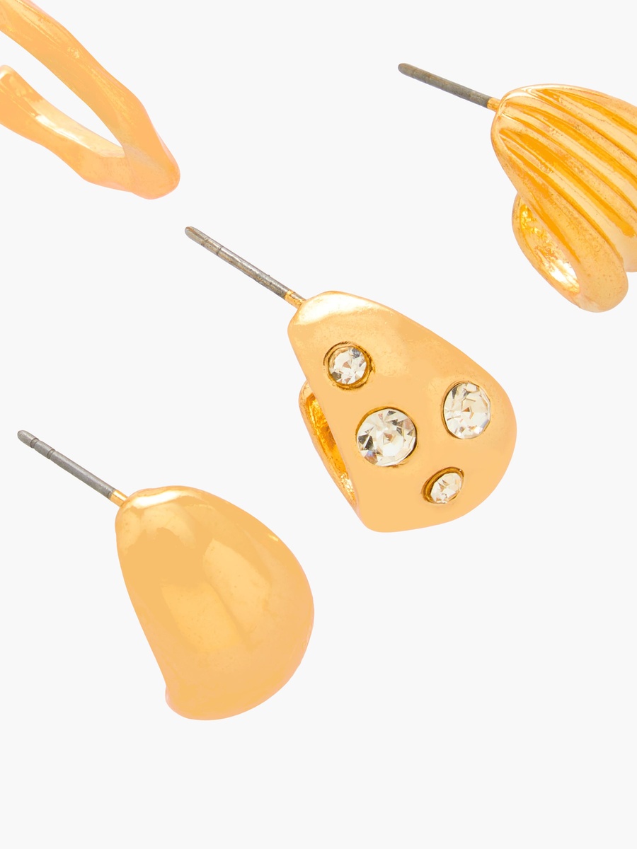 Pack of 6 Gold Tone Hoop Earrings with Pushback closure