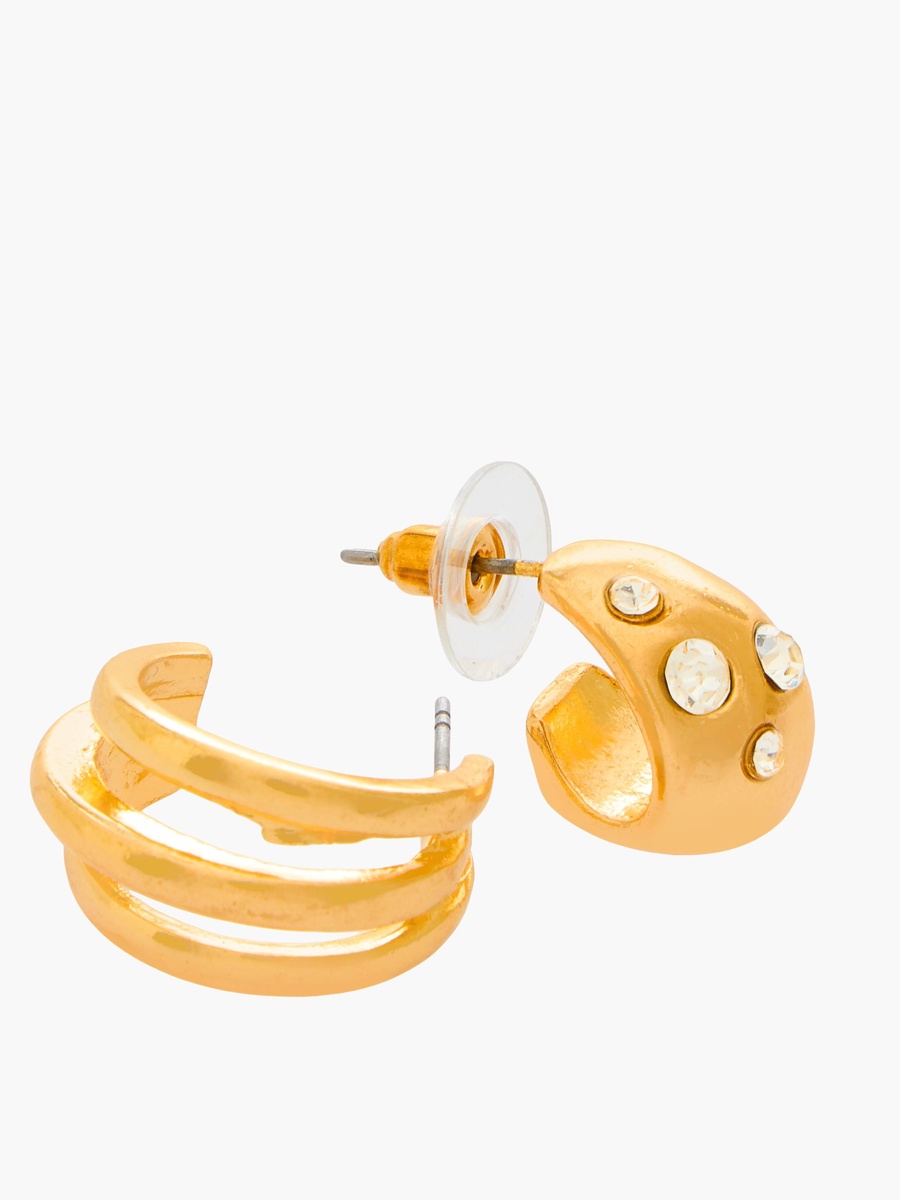 Pack of 6 Gold Tone Hoop Earrings with Pushback closure