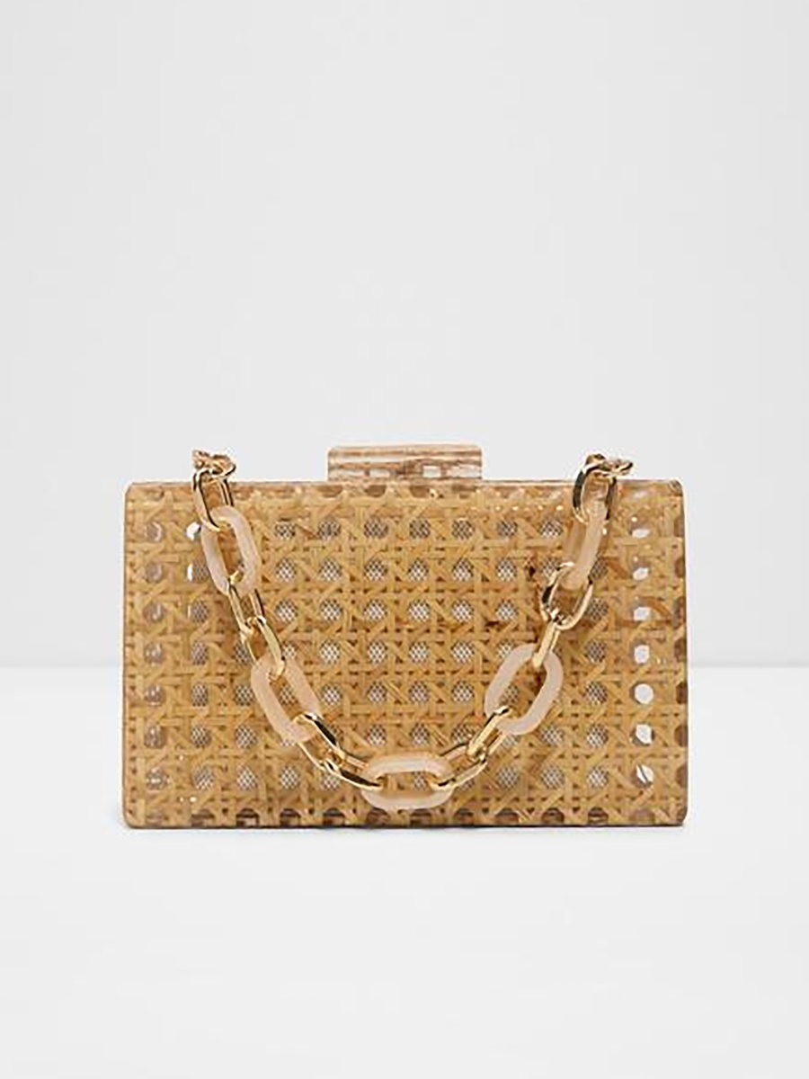 Seliora Cane Weave Clutch with Magnetic Closure and Chain Strap