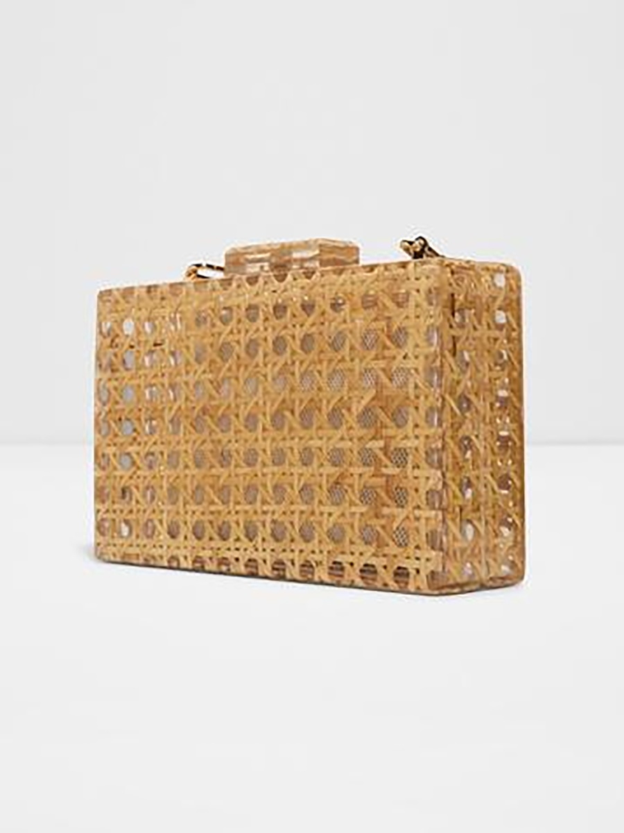Seliora Cane Weave Clutch with Magnetic Closure and Chain Strap