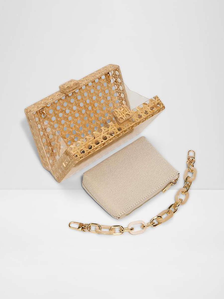 Seliora Cane Weave Clutch with Magnetic Closure and Chain Strap