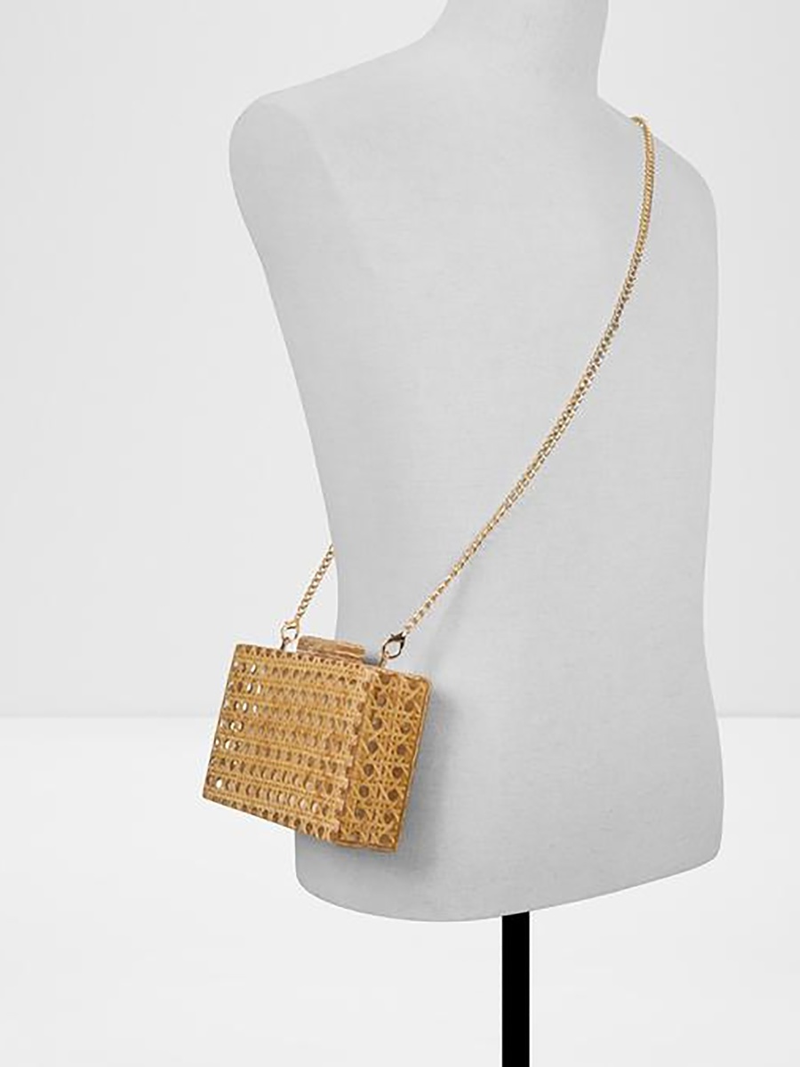 Seliora Cane Weave Clutch with Magnetic Closure and Chain Strap