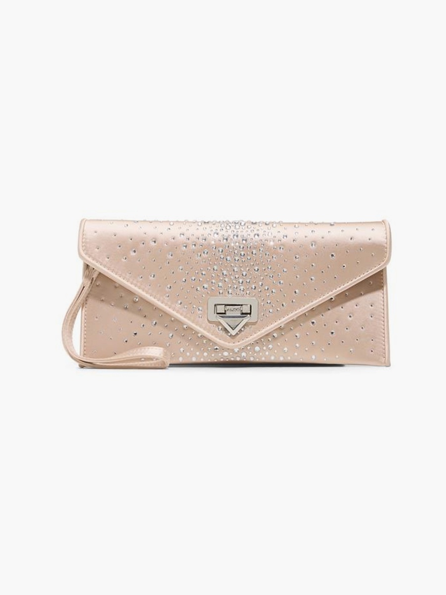 Iiliana Embellishment Clutch with Flap Closure and Detachable Strap