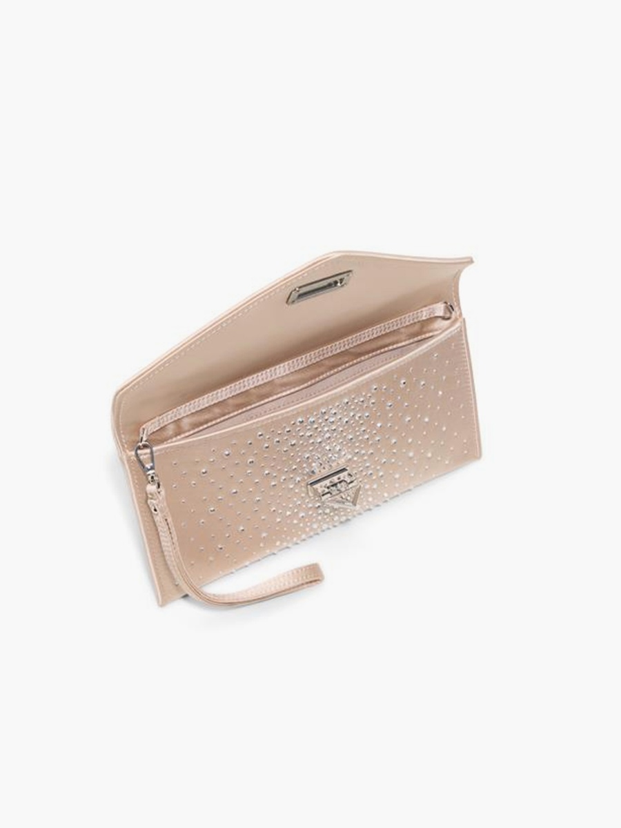 Iiliana Embellishment Clutch with Flap Closure and Detachable Strap