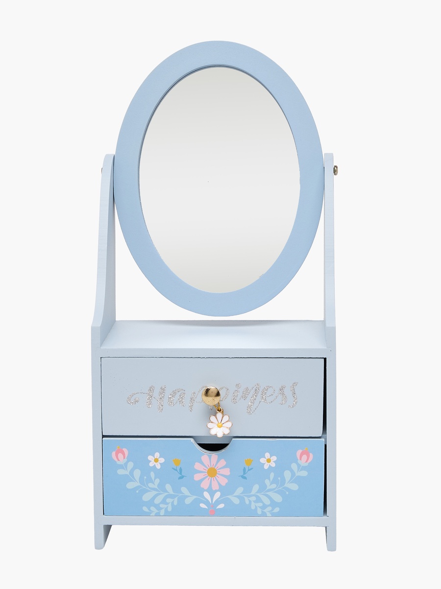Jewellery Organizer with Daisy Print and Mirror - 18x5x15 cms