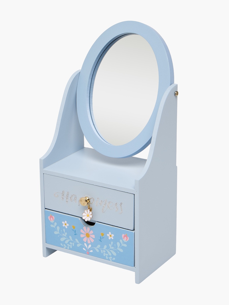 Jewellery Organizer with Daisy Print and Mirror - 18x5x15 cms