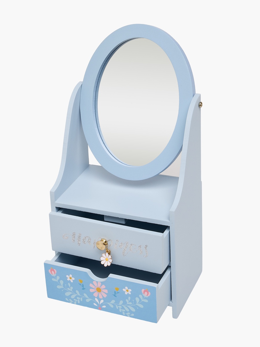 Jewellery Organizer with Daisy Print and Mirror - 18x5x15 cms