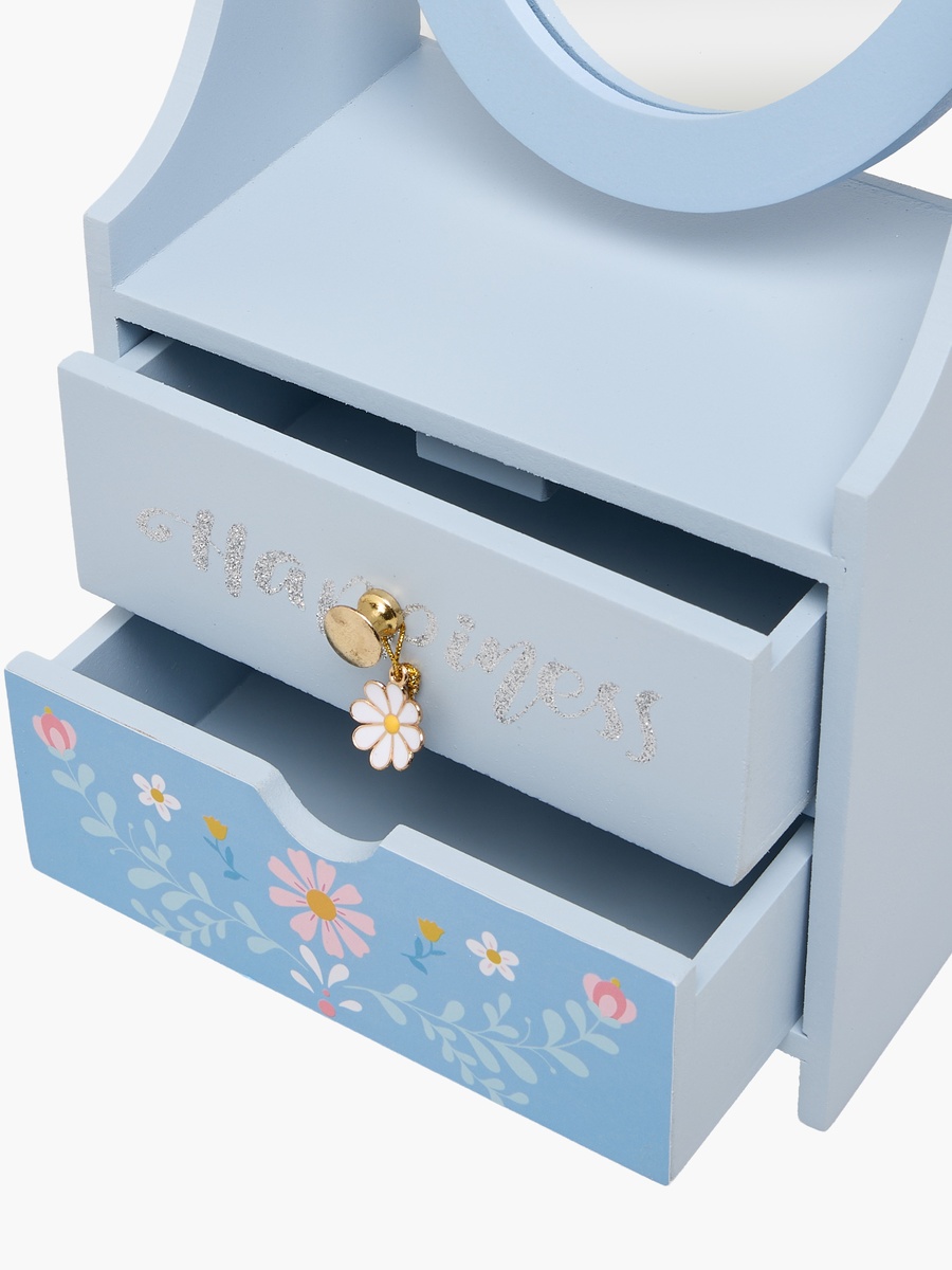 Jewellery Organizer with Daisy Print and Mirror - 18x5x15 cms