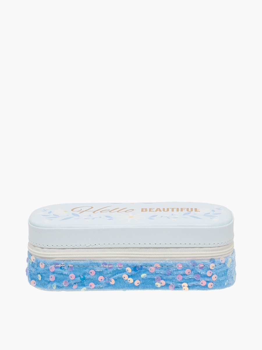 2-Compartment Jewellery Organiser with Zip Closure - 18x8x6 cms