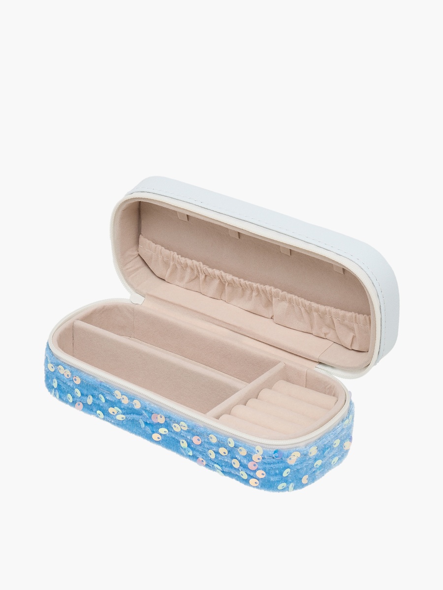 2-Compartment Jewellery Organiser with Zip Closure - 18x8x6 cms