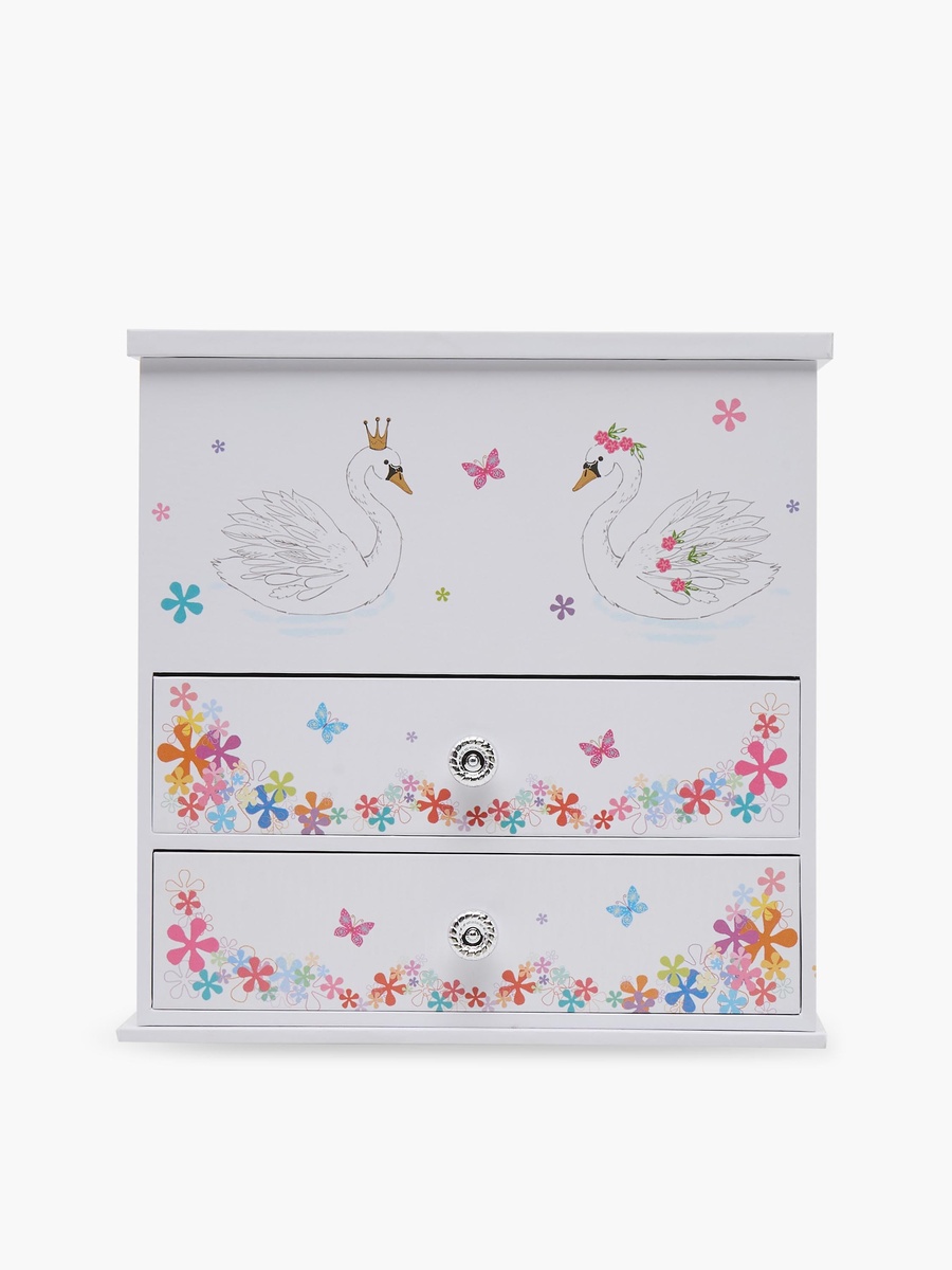 3 Compartment Jewellery Organizer Ballerina Print with Drawers - 16.6x12.3x16.8 cm
