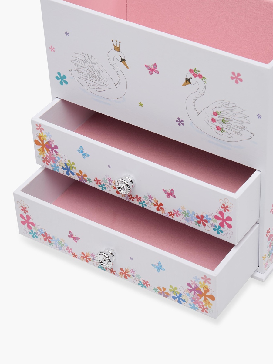 3 Compartment Jewellery Organizer Ballerina Print with Drawers - 16.6x12.3x16.8 cm