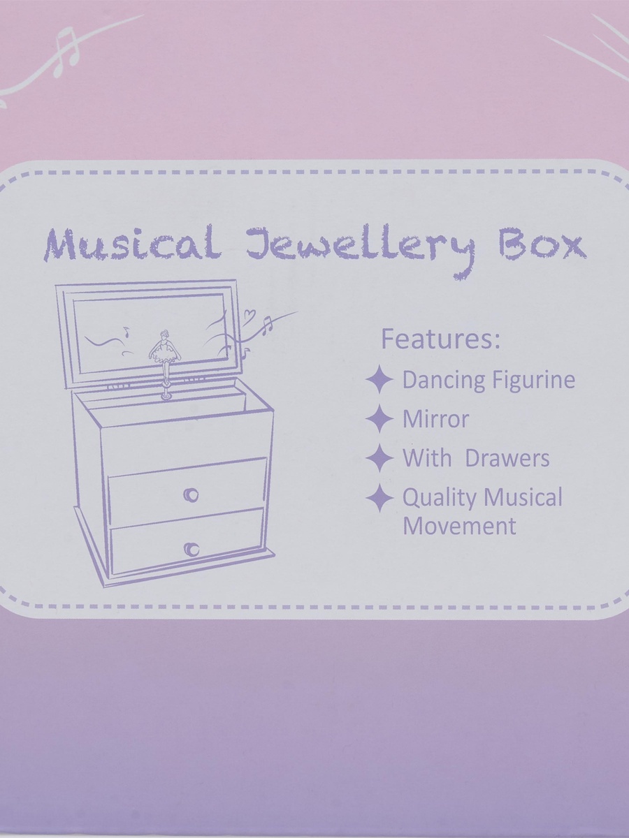 3 Compartment Jewellery Organizer Ballerina Print with Drawers - 16.6x12.3x16.8 cm