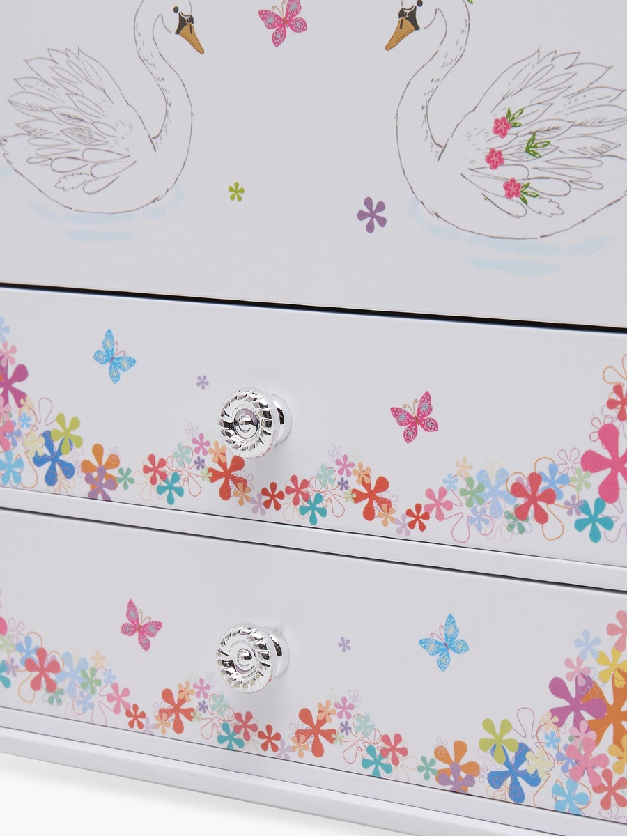 3 Compartment Jewellery Organizer Ballerina Print with Drawers - 16.6x12.3x16.8 cm