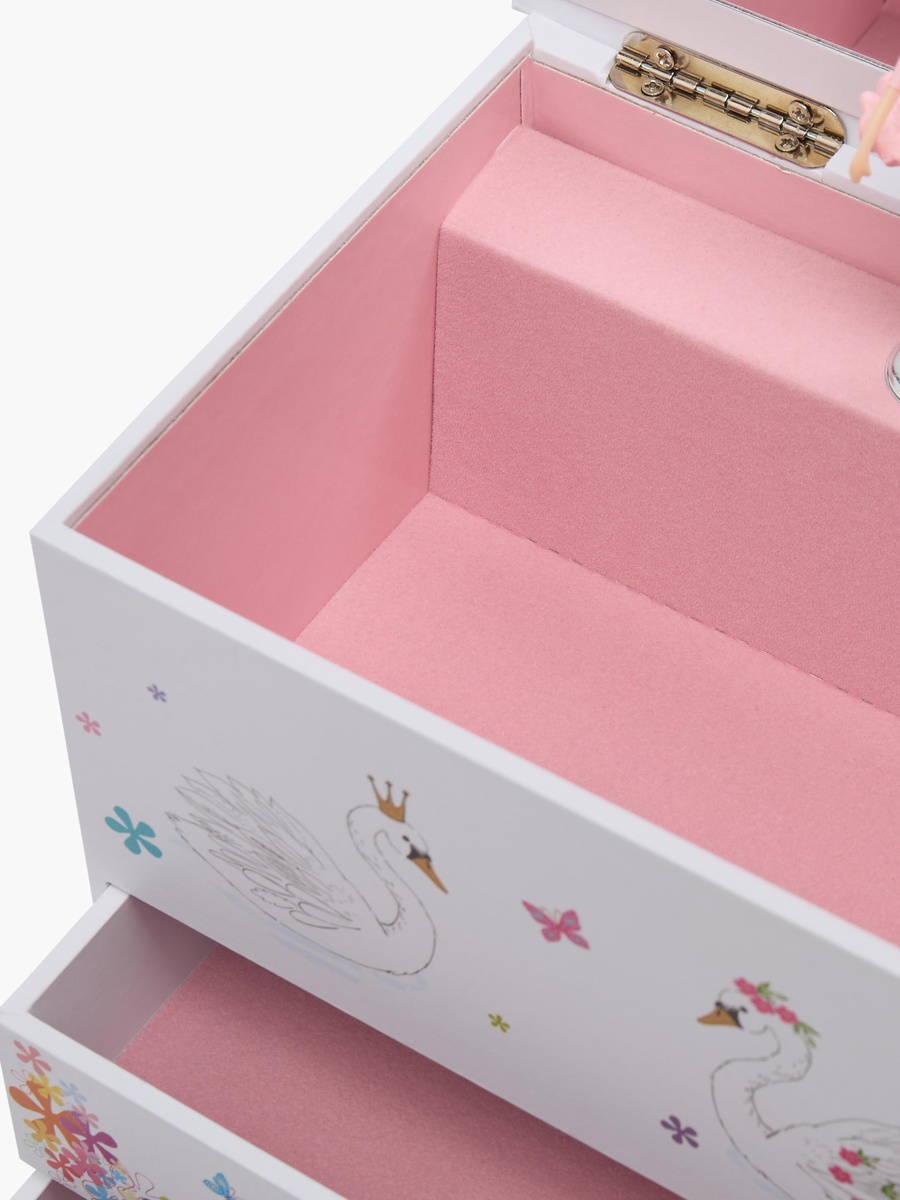 3 Compartment Jewellery Organizer Ballerina Print with Drawers - 16.6x12.3x16.8 cm