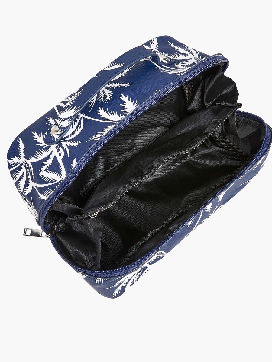 Tropical Print 2 Compartment Jewellery Organizer with Zip Closure - 24x12x12 cm