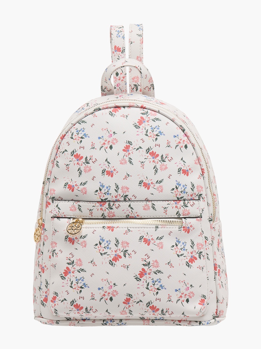 Floral Print Backpack with Adjustable Straps