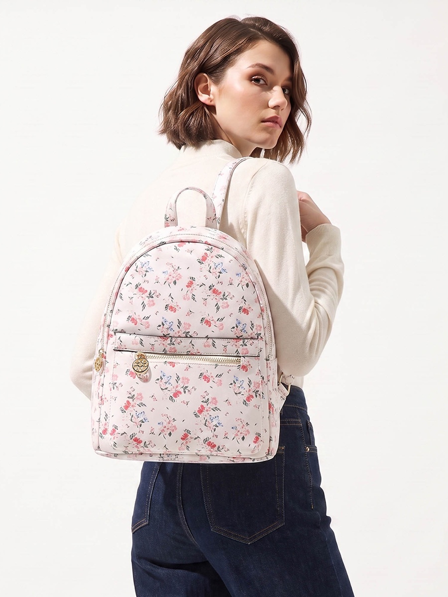 Floral Print Backpack with Adjustable Straps