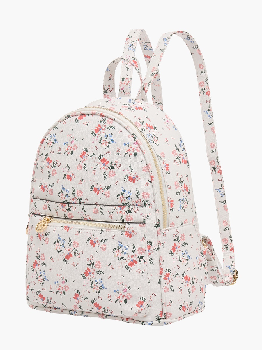 Floral Print Backpack with Adjustable Straps