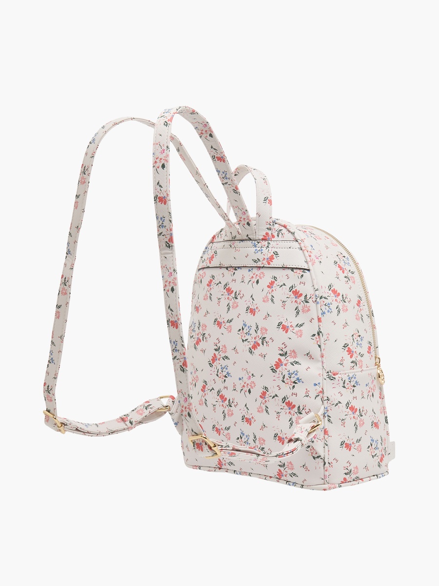Floral Print Backpack with Adjustable Straps