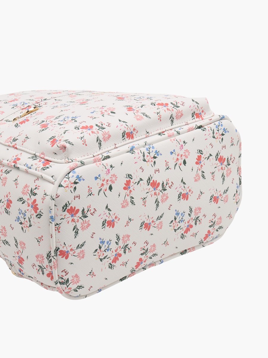 Floral Print Backpack with Adjustable Straps