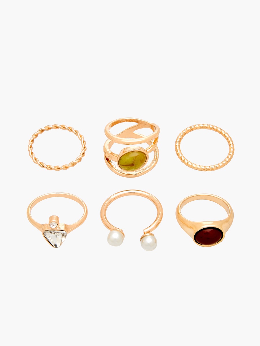 Set of 6 - Assorted Gold Tone Ring