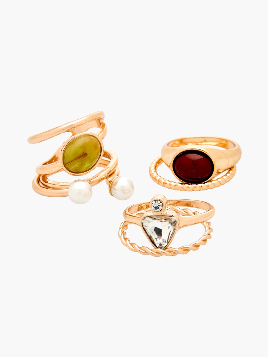 Set of 6 - Assorted Gold Tone Ring