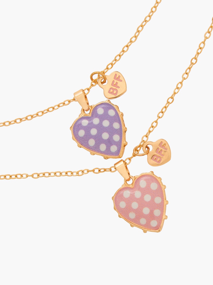 Pack of 2 Gold Tone Necklace with Heart Pendant