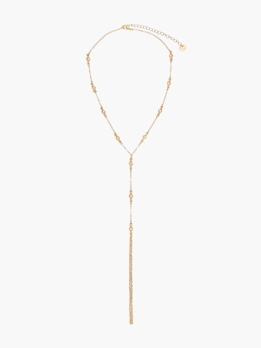 Gold Tone Necklace with Y Shaped Design