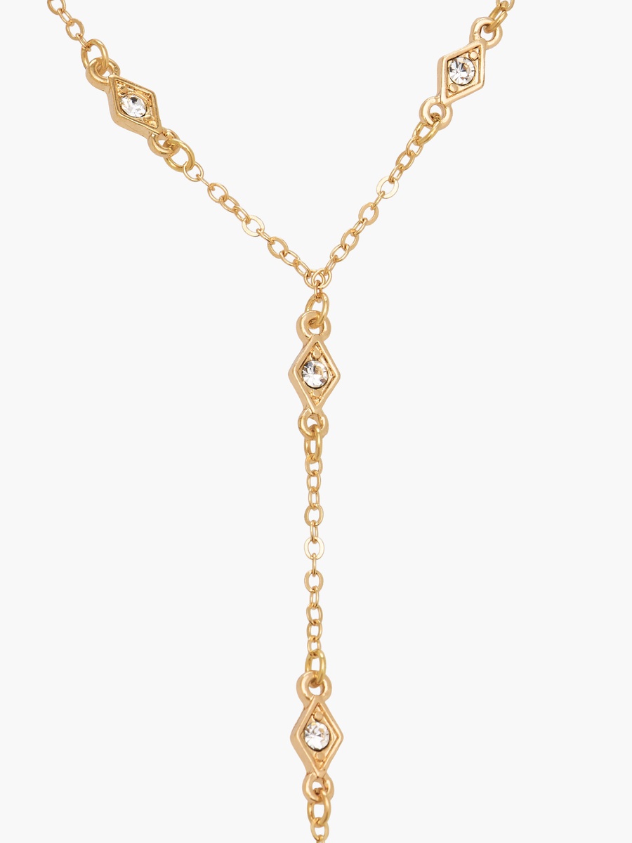 Gold Tone Necklace with Y Shaped Design
