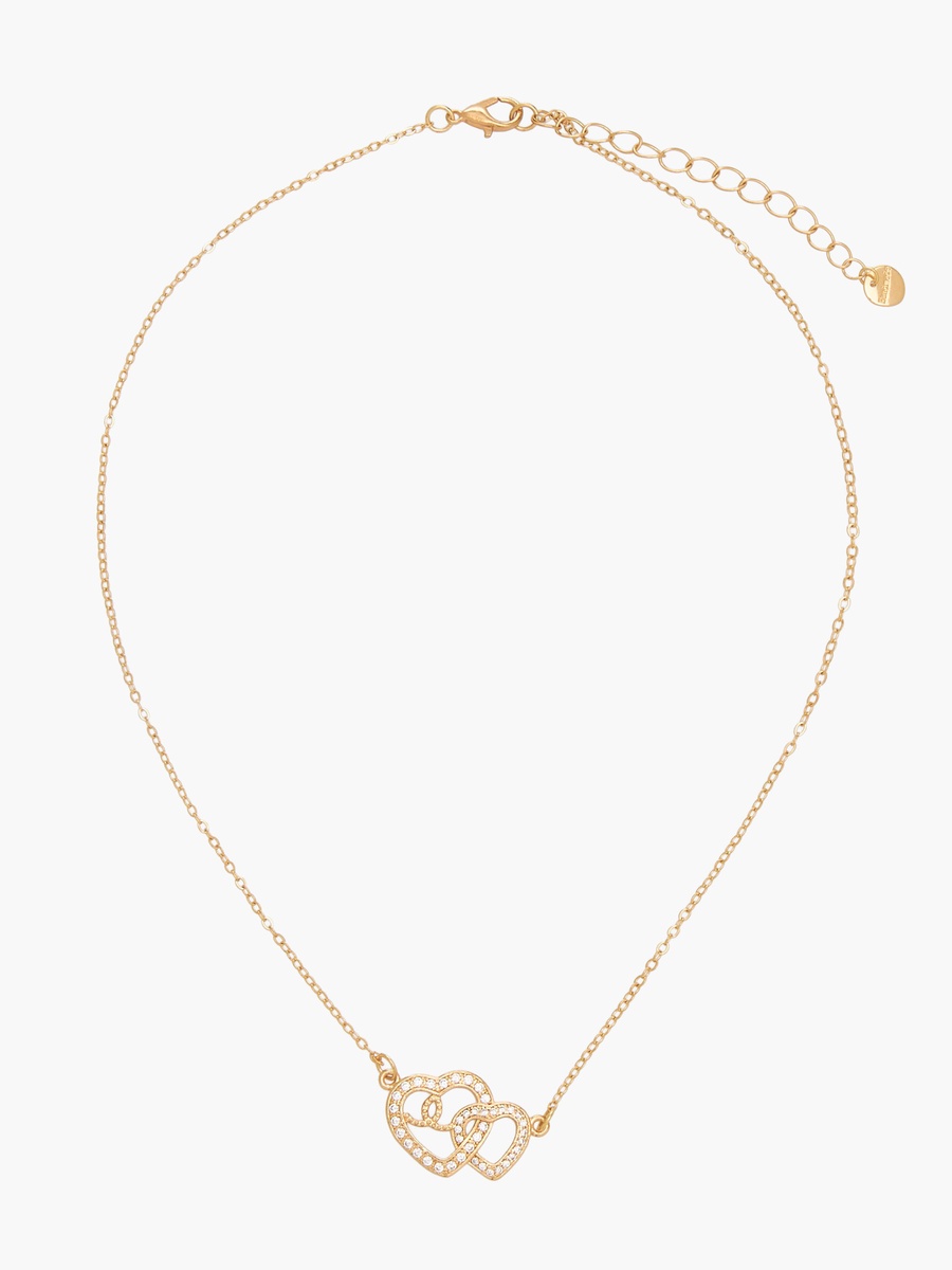 Gold Tone Necklace with Cubic Zirconia Heart Pendant