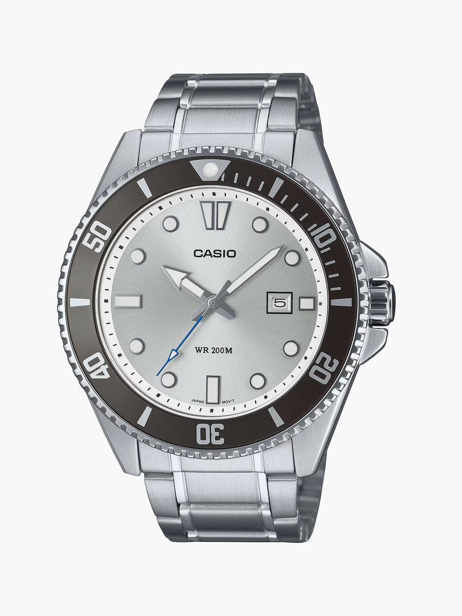 Men 46 MM Silver Analog Stainless Steel Strap Watch | MDV-107D-7AVDF