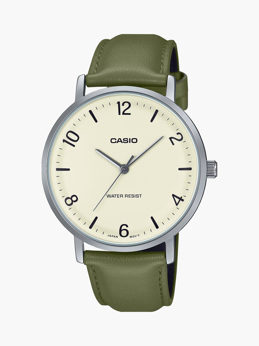 Men 40 MM Green Analog Leather Strap Watch | MTP-VT03L-7BDF