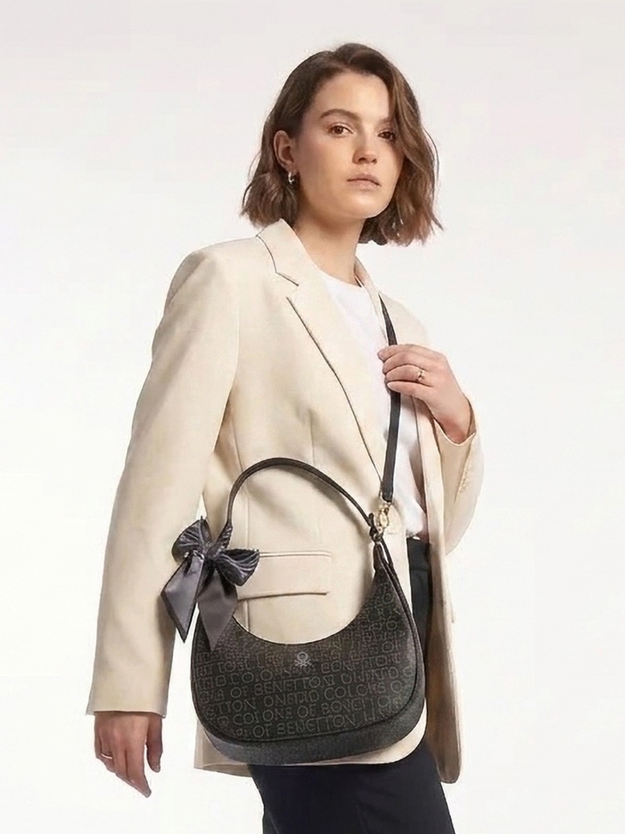 Tassel Accent Baguette Bag with Adjustable Strap