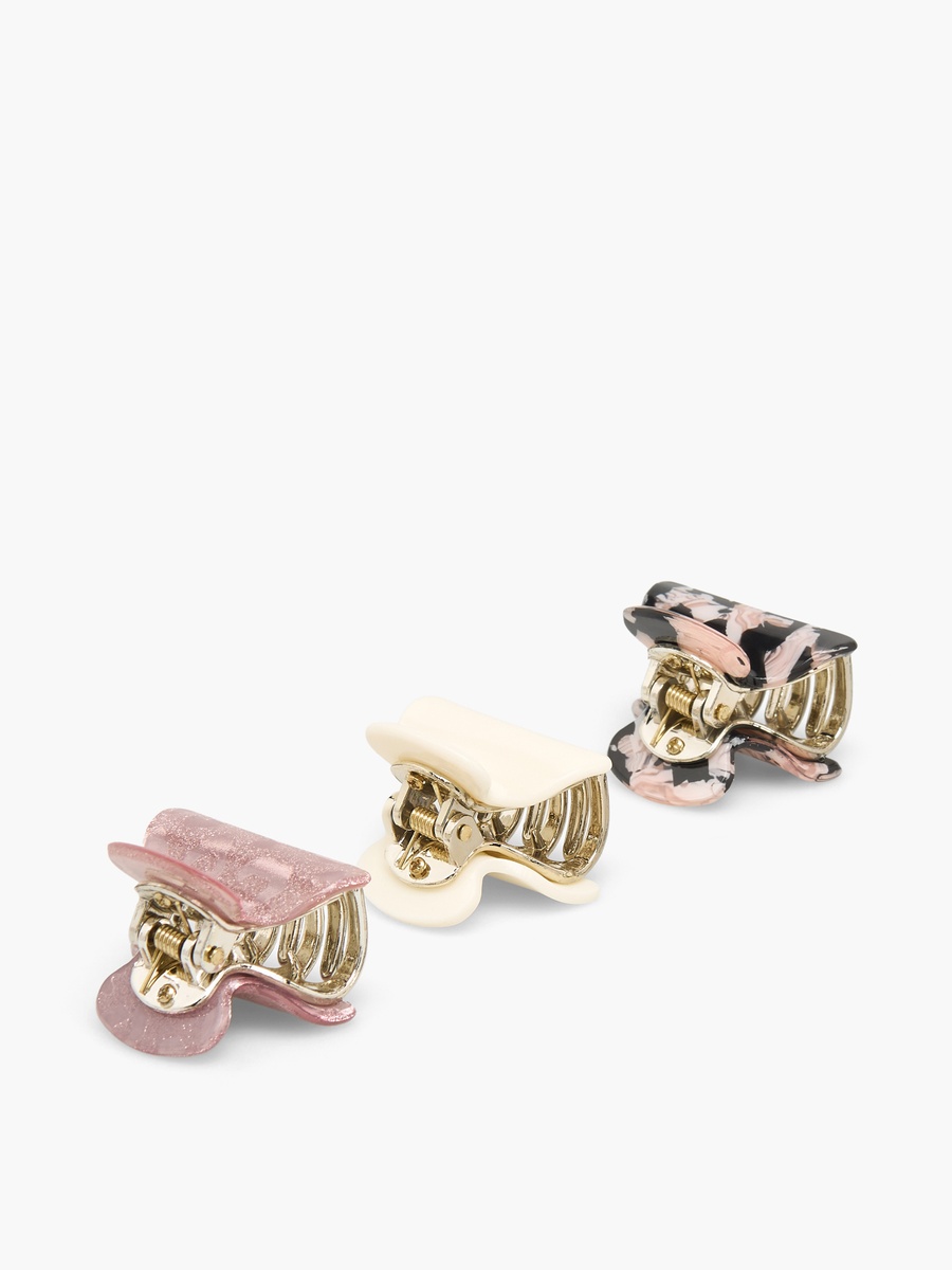 Pack of 3 Curved Hair Clamps with Assorted Design