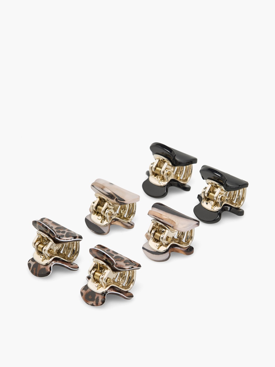Pack of 6 Curved Hair Clamps with Assorted Design