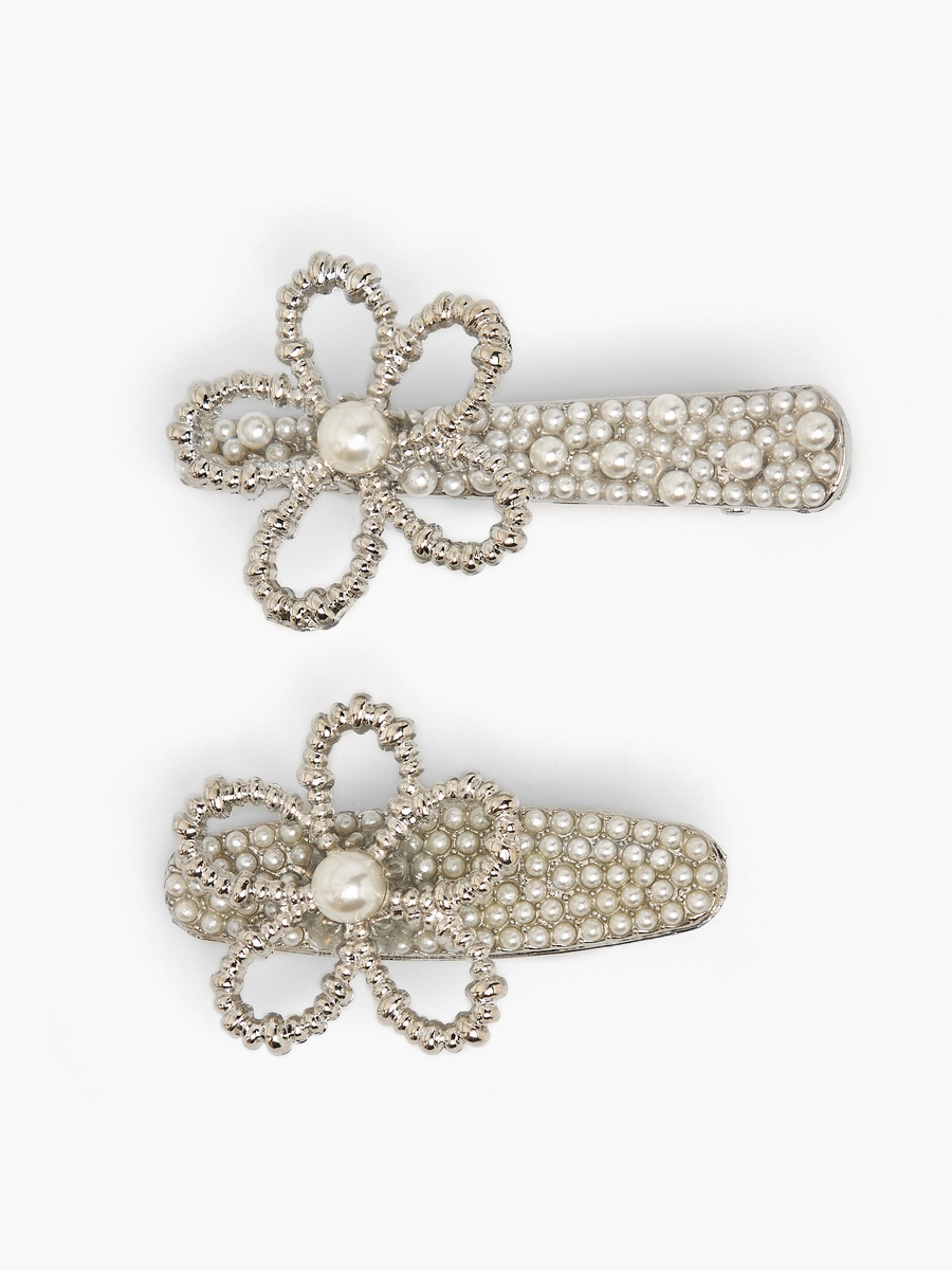 Pack of 2 Pearl Hair Clips with Embellishments