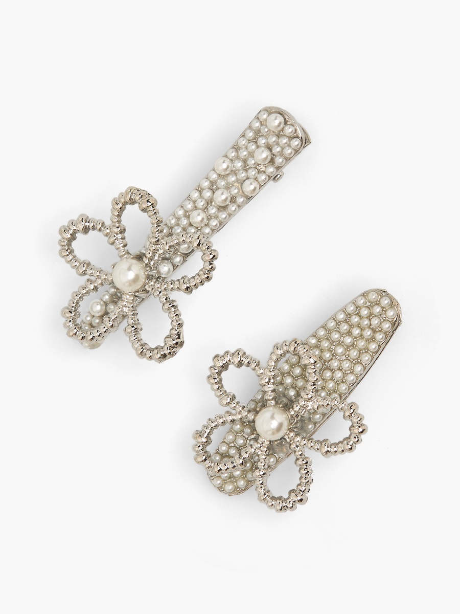 Pack of 2 Pearl Hair Clips with Embellishments