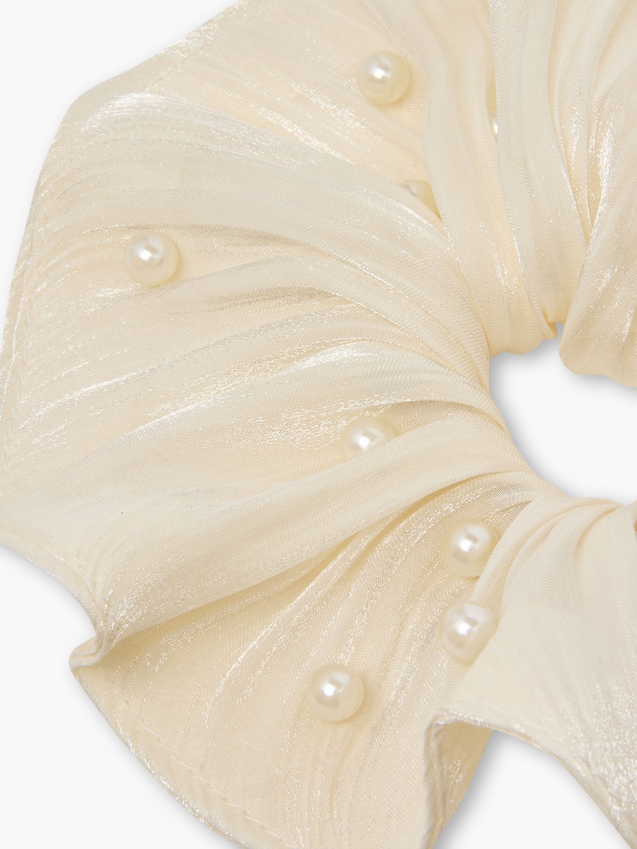 Pearl Embellished Hair Scrunchie