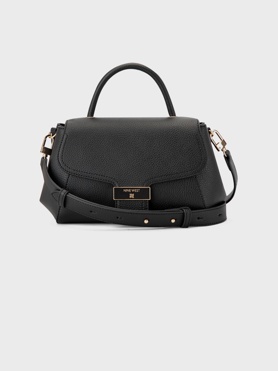 Morden Textured Top Handle Crossbody Bag with Flap Closure and Detachable Strap