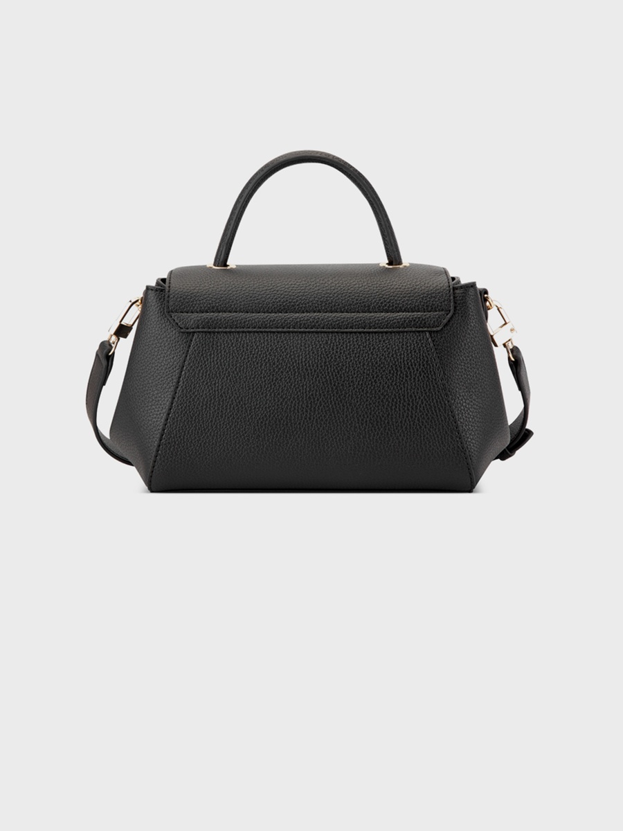 Morden Textured Top Handle Crossbody Bag with Flap Closure and Detachable Strap