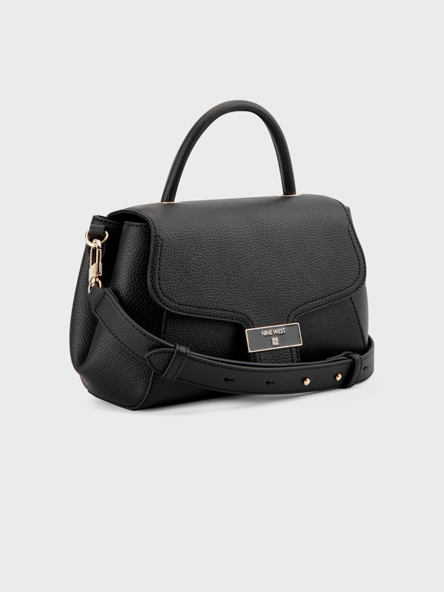 Morden Textured Top Handle Crossbody Bag with Flap Closure and Detachable Strap