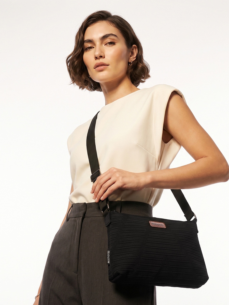 Textured Crossbody Bag with Adjustable Strap