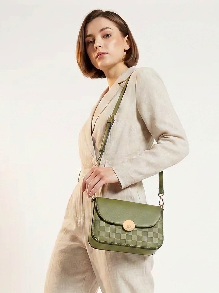 Textured Crossbody Bag with Magnetic Closure