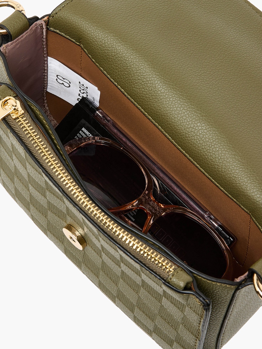 Textured Crossbody Bag with Magnetic Closure