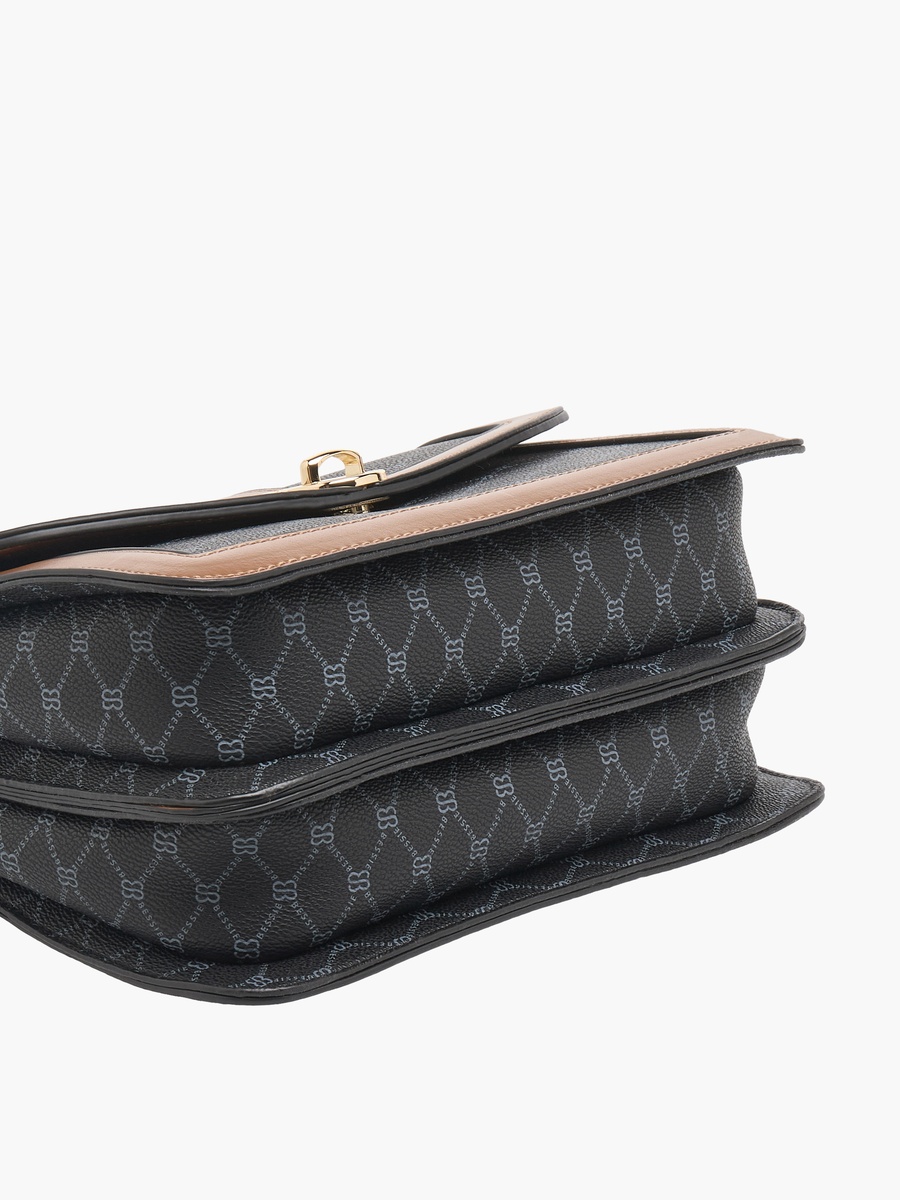 Monogram Print Crossbody Bag with Chain Strap