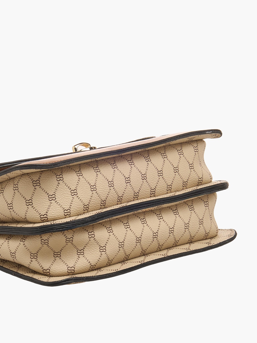 Monogram Print Crossbody Bag with Chain Strap