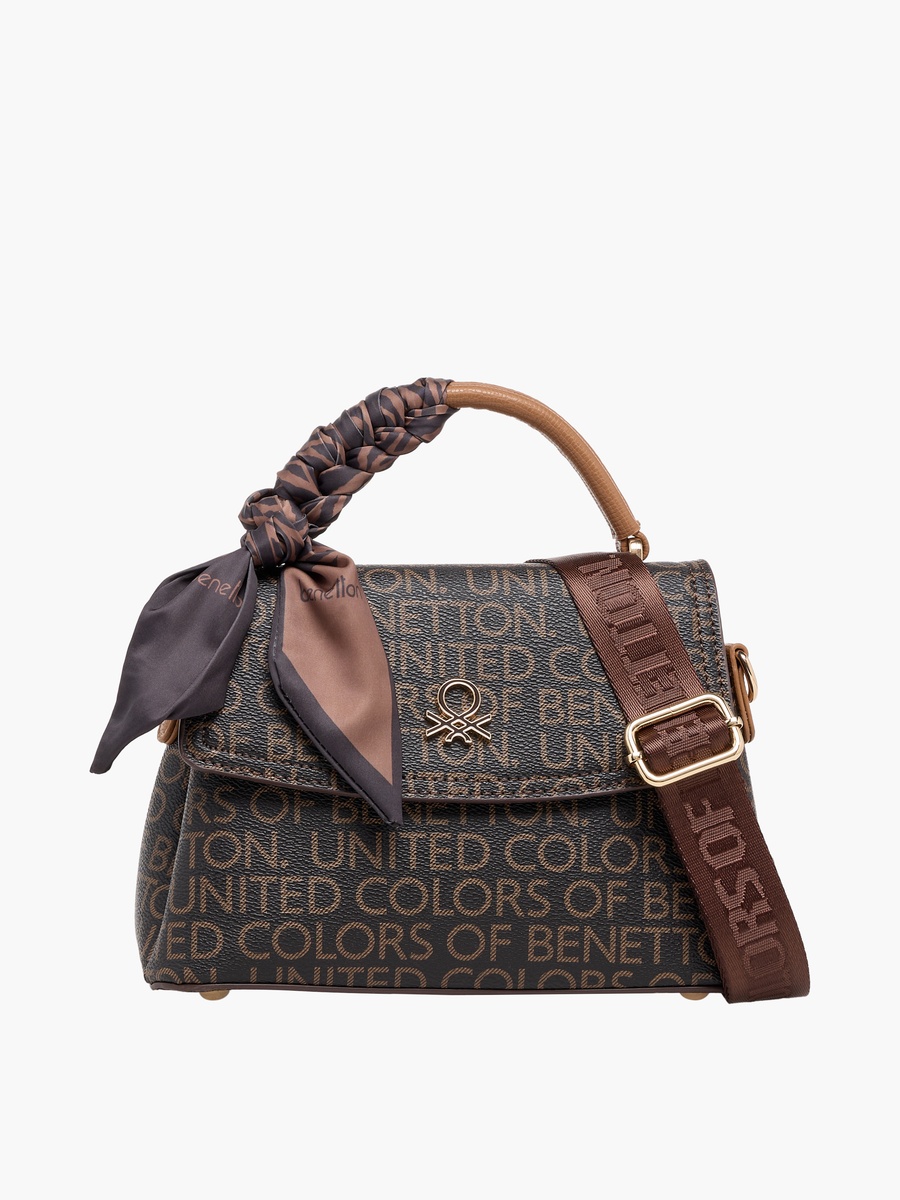 Printed Crossbody Bag with Scarf Accent